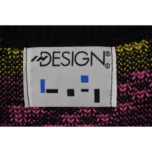 Vintage Women's In Design Black and Bright Pink Blue Yellow Geometric Over-size - Picture 3 of 4